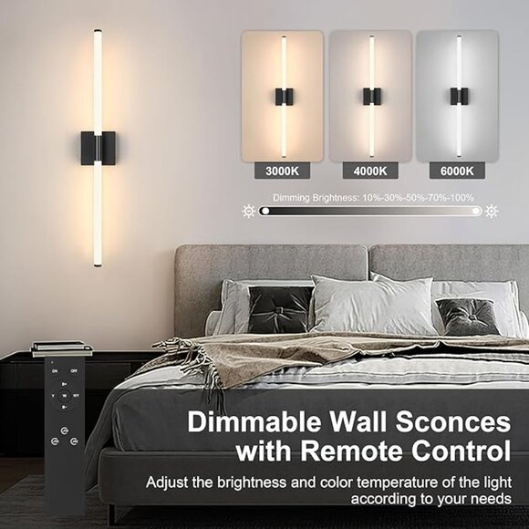 Battery Operated Wall Sconces Set of 2 Rechargeable Sconce Remote Dimmable - Picture 3 of 14